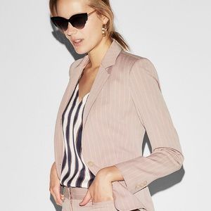 Express Khaki Pin Stripe One Button Blazer